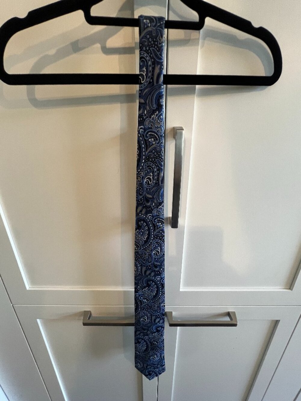 Pronto Uomo Platinum 100% Silk Blue Paisley Neck Tie